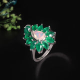 ‘Maisie’ Pear Opal Agate Flower Ring – side angle