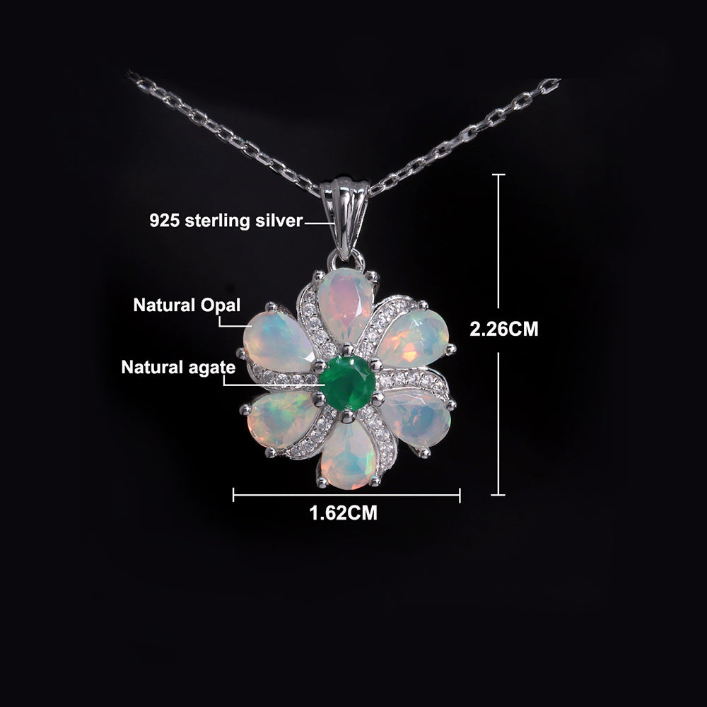 ‘Meadow’ Pear Opal Agate Flower Set – pendant dimensions