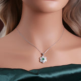 ‘Meadow’ Pear Opal Agate Flower Set – on neck