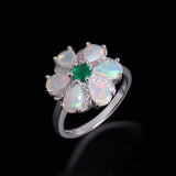 ‘Meadow’ Pear Opal Agate Flower Set – ring front