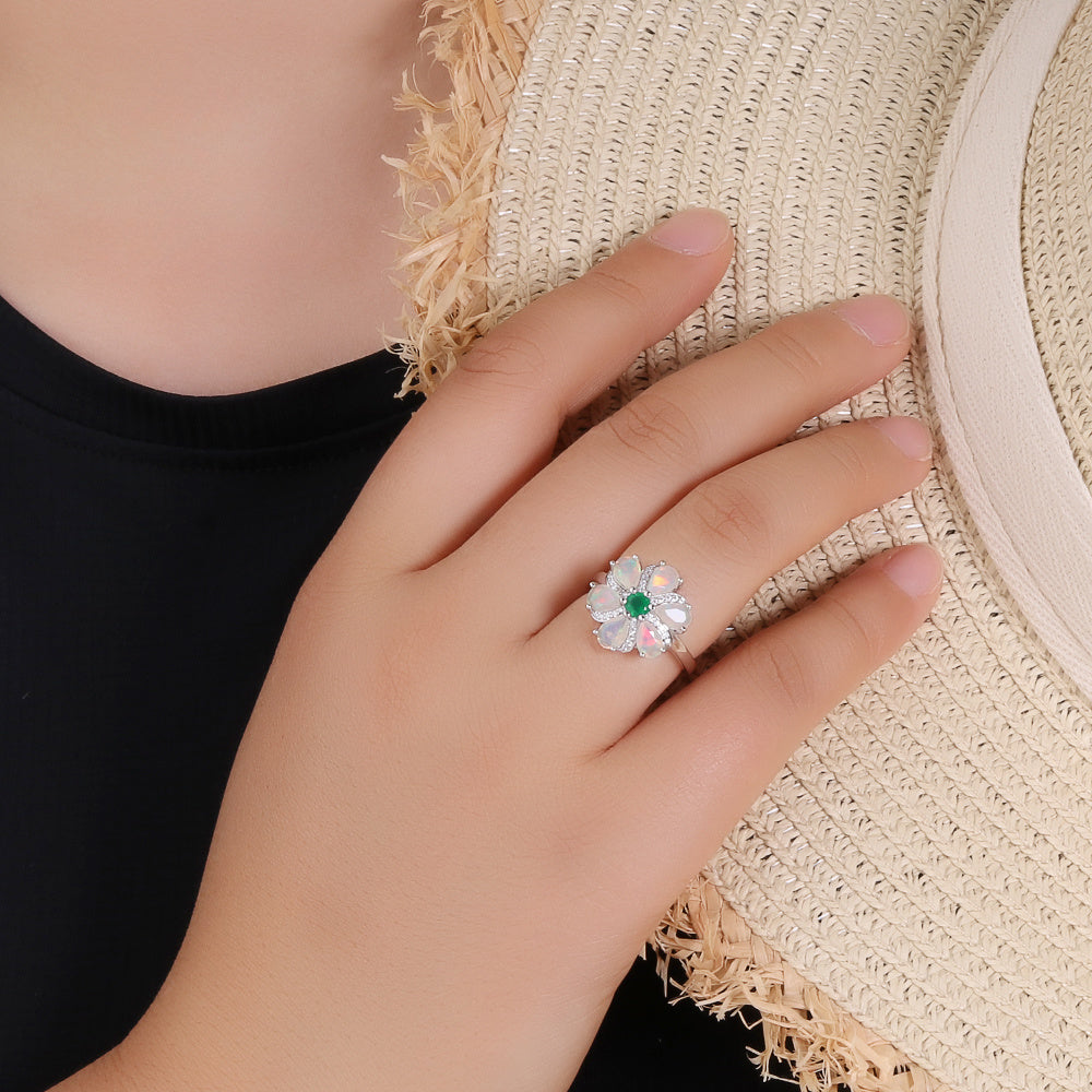 ‘Meadow’ Pear Opal Agate Flower Set – on hand