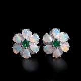 ‘Meadow’ Pear Opal Agate Flower Set – earrings front