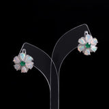 ‘Meadow’ Pear Opal Agate Flower Set – earrings on stand