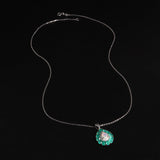 ‘Winton’ Pear Opal Agate Halo Pendant – necklace full
