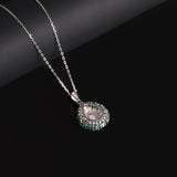 ‘Winton’ Pear Opal Agate Halo Pendant – back view
