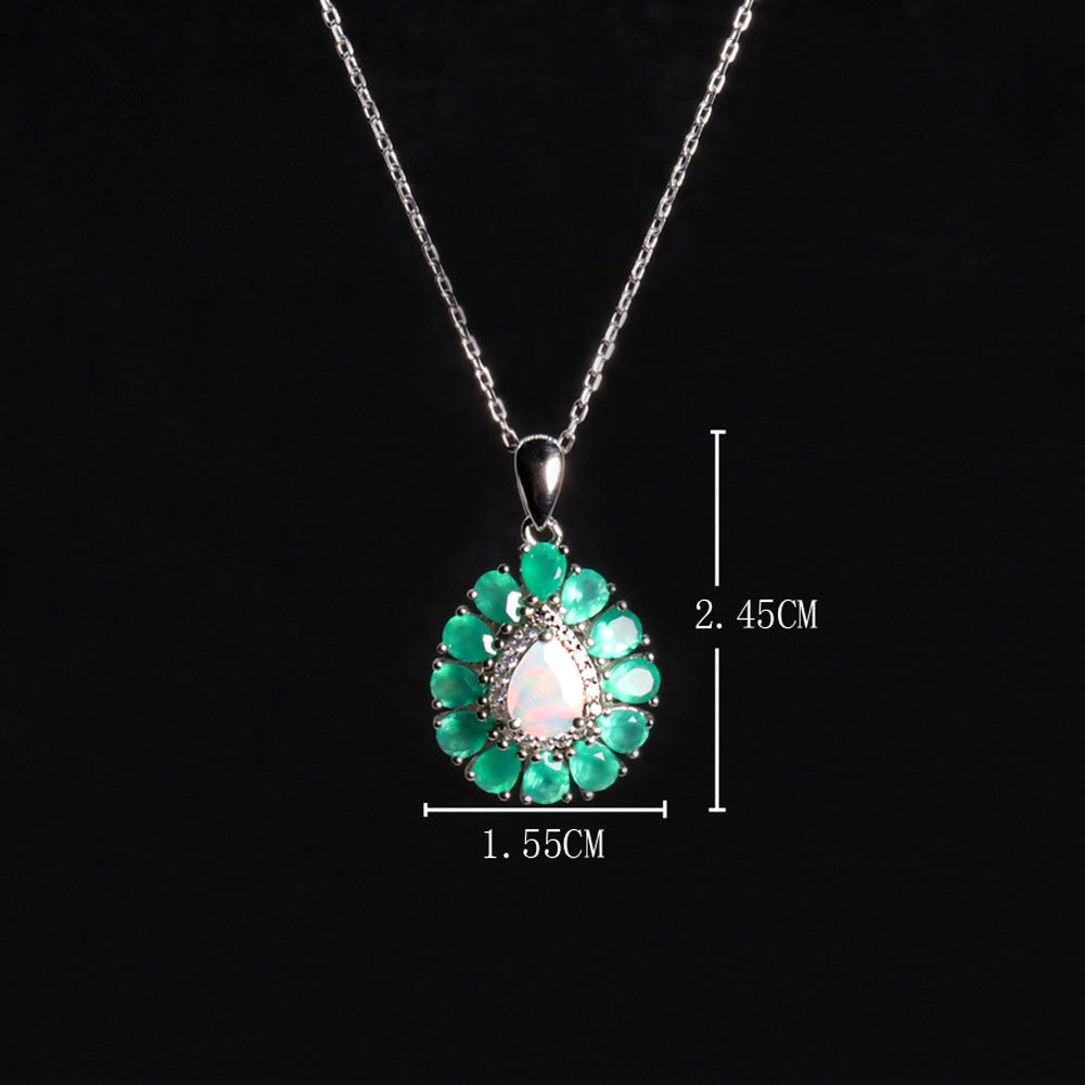 ‘Winton’ Pear Opal Agate Halo Pendant – dimensions