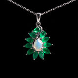 ‘Finley’ Pear Opal Agate Leaf Pendant
