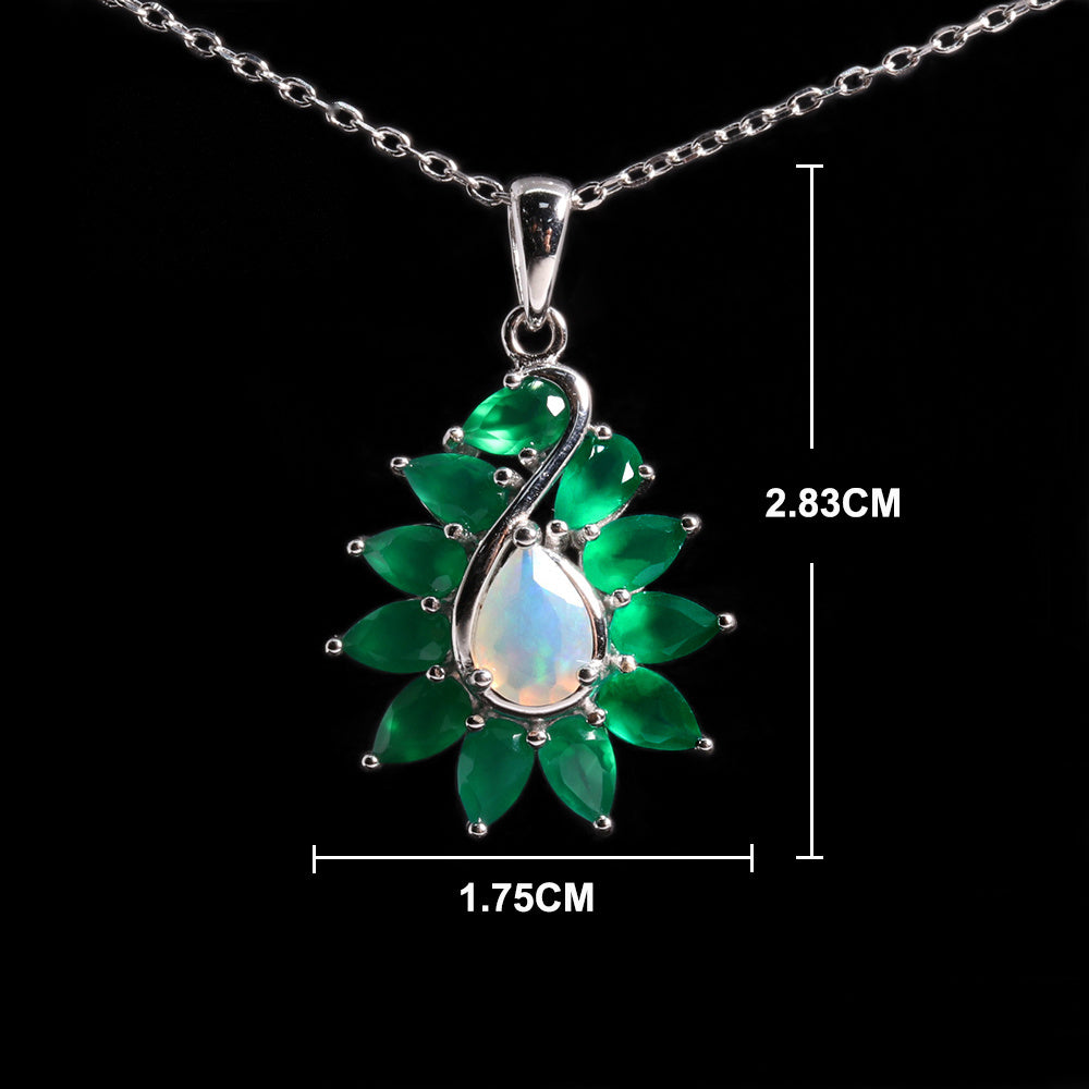 ‘Finley’ Pear Opal Agate Leaf Pendant – dimensions