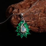‘Finley’ Pear Opal Agate Leaf Pendant – on driftwood