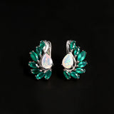 ‘Sloane’ Pear Opal Agate Wing Earrings – front