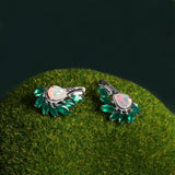 ‘Sloane’ Pear Opal Agate Wing Earrings – on moss