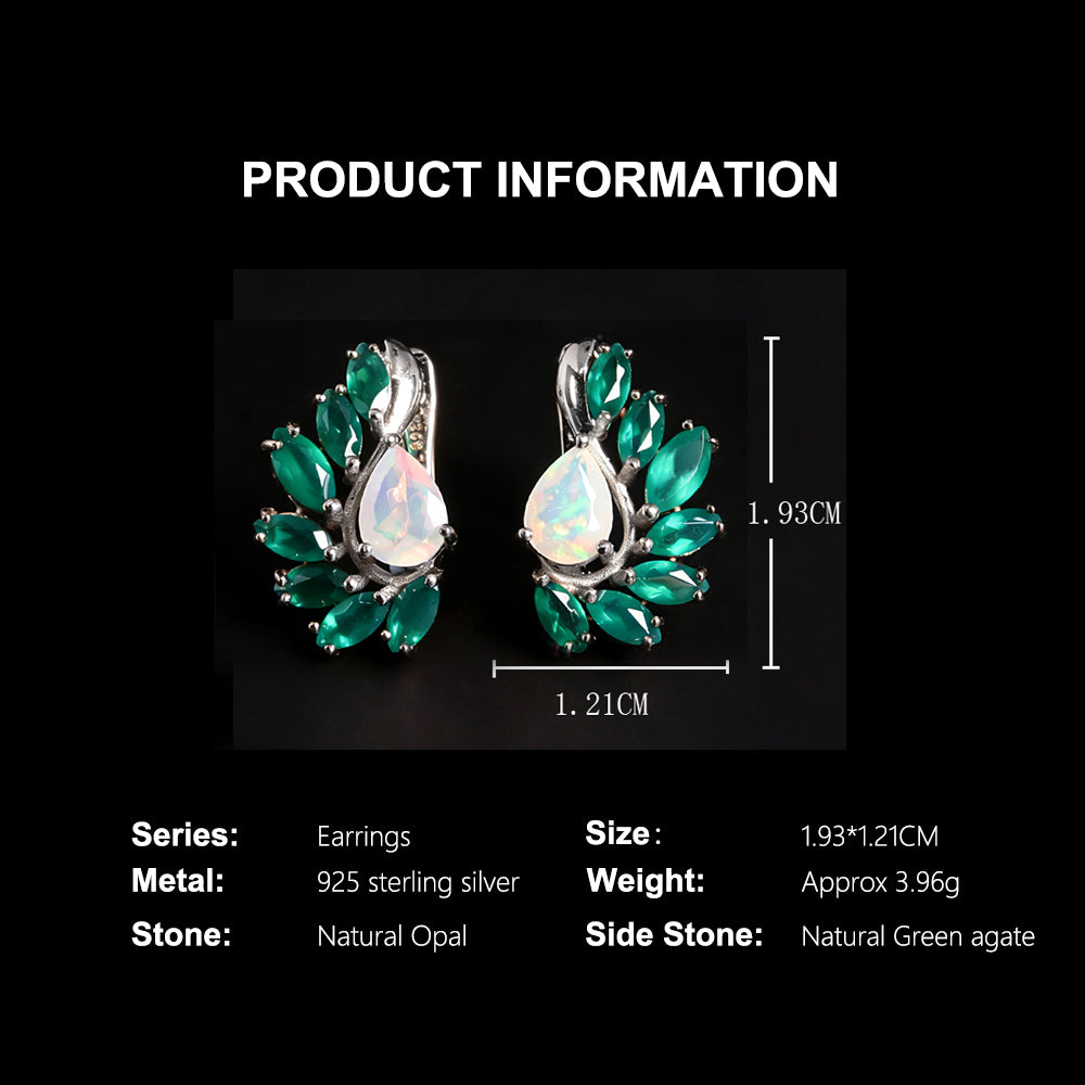 ‘Sloane’ Pear Opal Agate Wing Earrings – specs dimensions