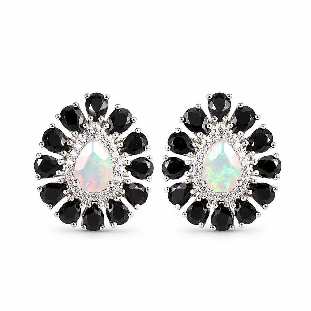 ‘Pepper’ Pear Opal Black Spinel Earrings