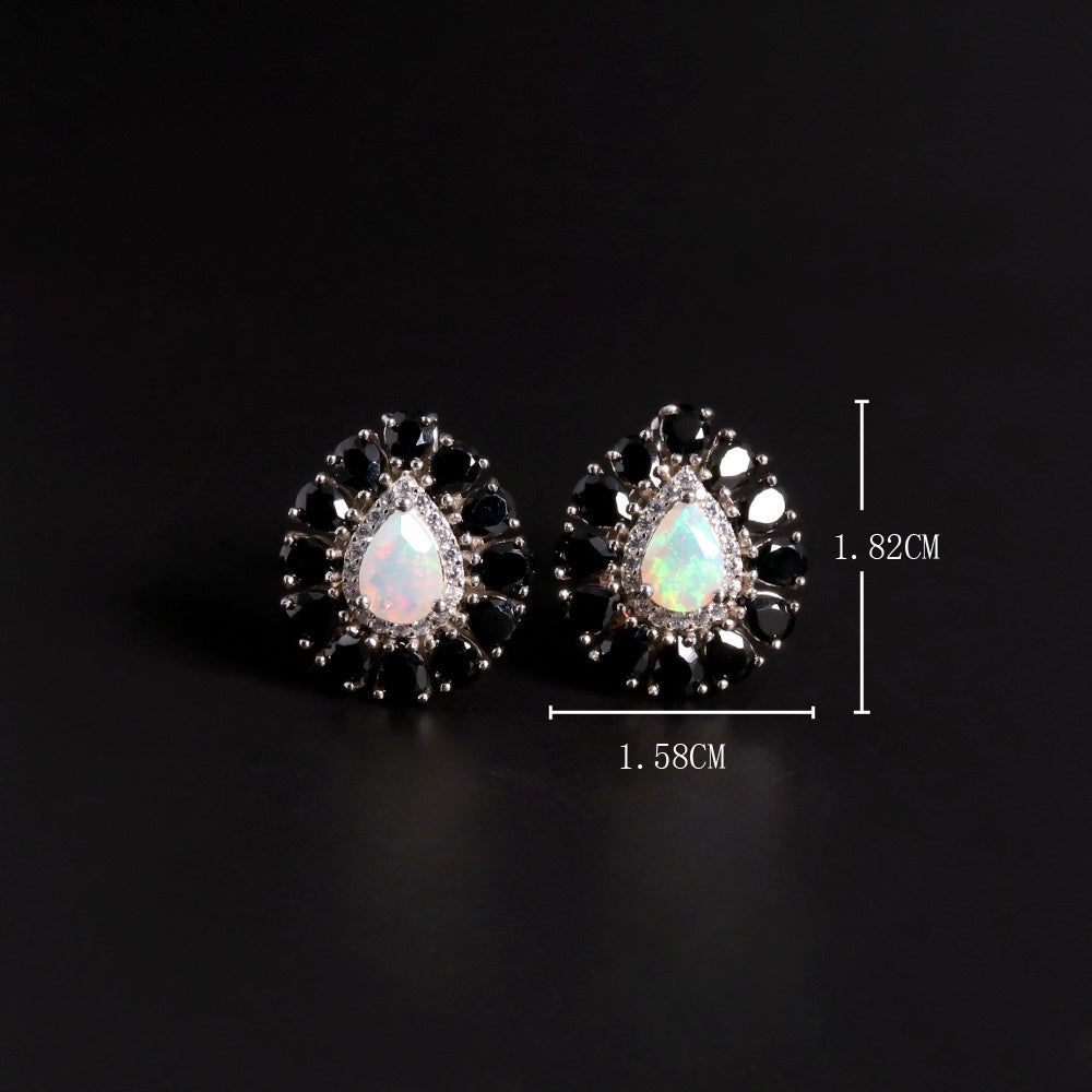 ‘Pepper’ Pear Opal Black Spinel Earrings – dimensions