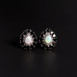 ‘Pepper’ Pear Opal Black Spinel Earrings – pair front