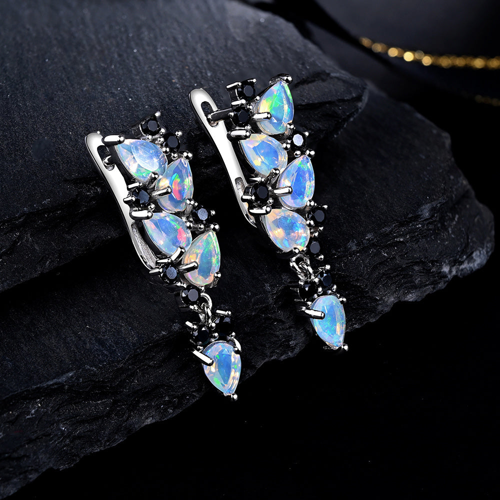 ‘Waverly’ Pear Opal Cascade Cluster Earrings