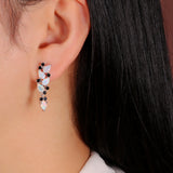 ‘Waverly’ Pear Opal Cascade Cluster Earrings – on ear