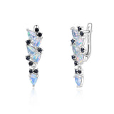 ‘Waverly’ Pear Opal Cascade Cluster Earrings – front and side white