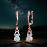 ‘Rose’ Pear Opal Chevron Drop Earrings – night sky scene