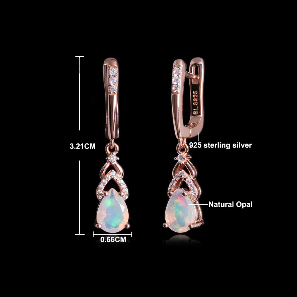 ‘Rose’ Pear Opal Chevron Drop Earrings – dimensions