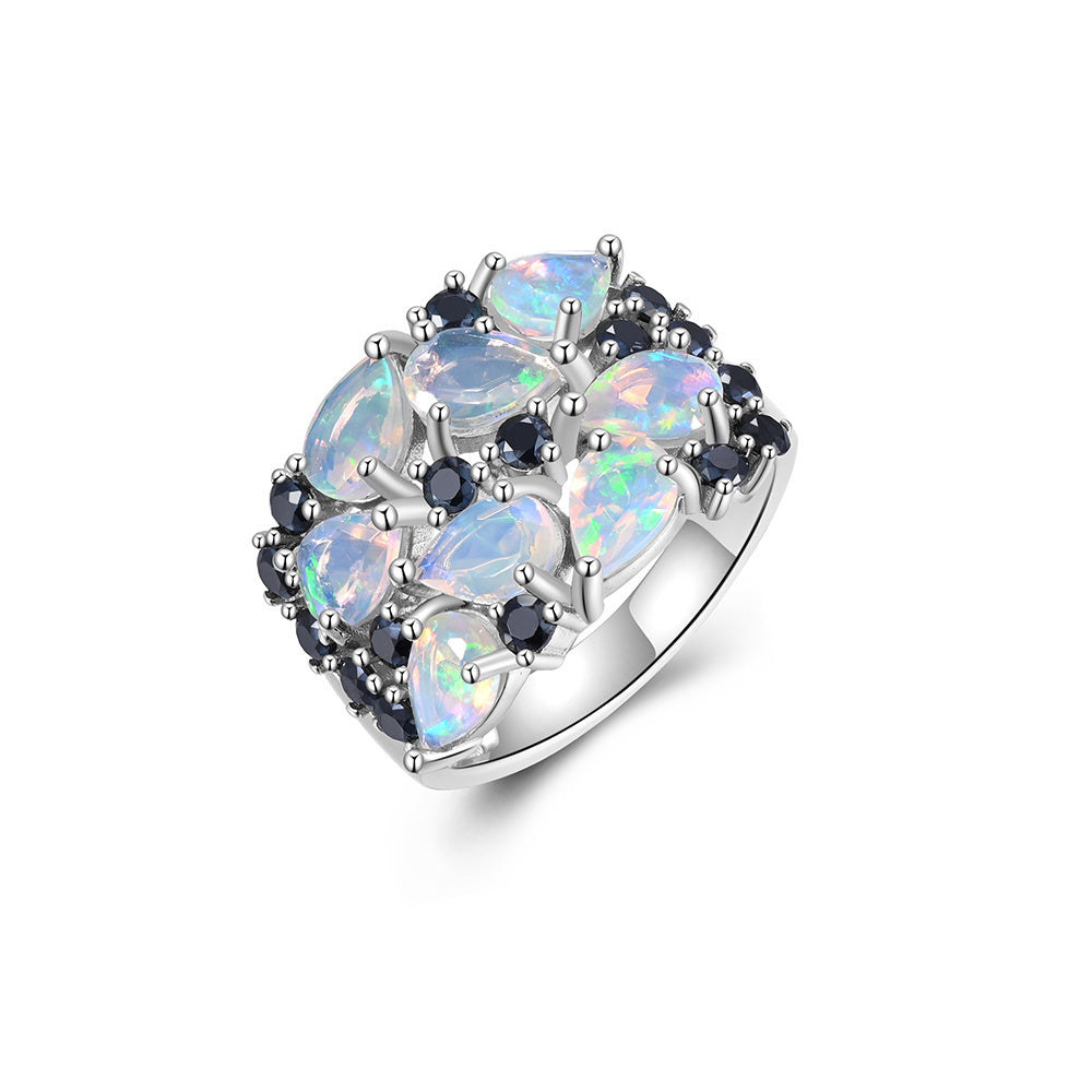 ‘Caroline’ Pear Opal Cluster Cocktail Ring