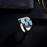 ‘Caroline’ Pear Opal Cluster Cocktail Ring – side view