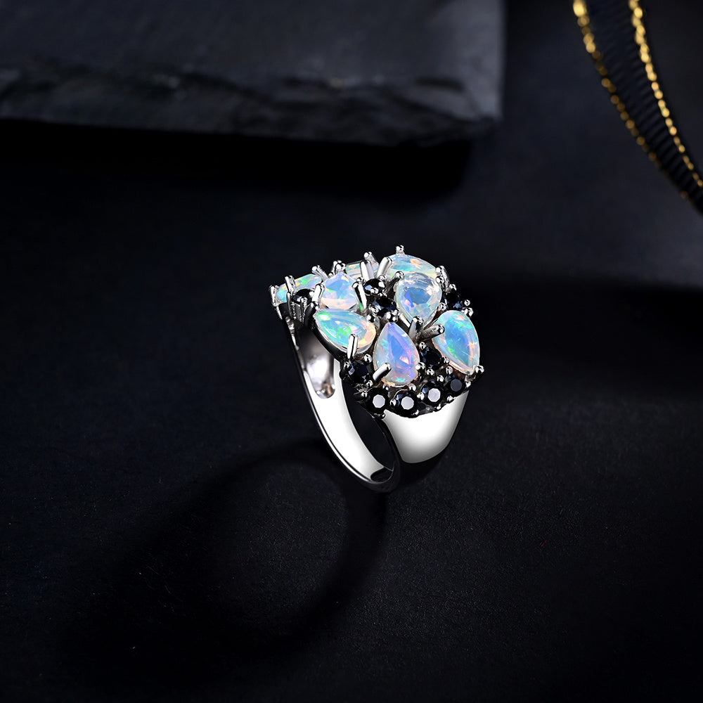 ‘Caroline’ Pear Opal Cluster Cocktail Ring – side view
