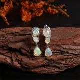 ‘Collins’ Pear Opal Cluster Drop Earrings – on driftwood