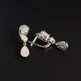 ‘Collins’ Pear Opal Cluster Drop Earrings – front and side