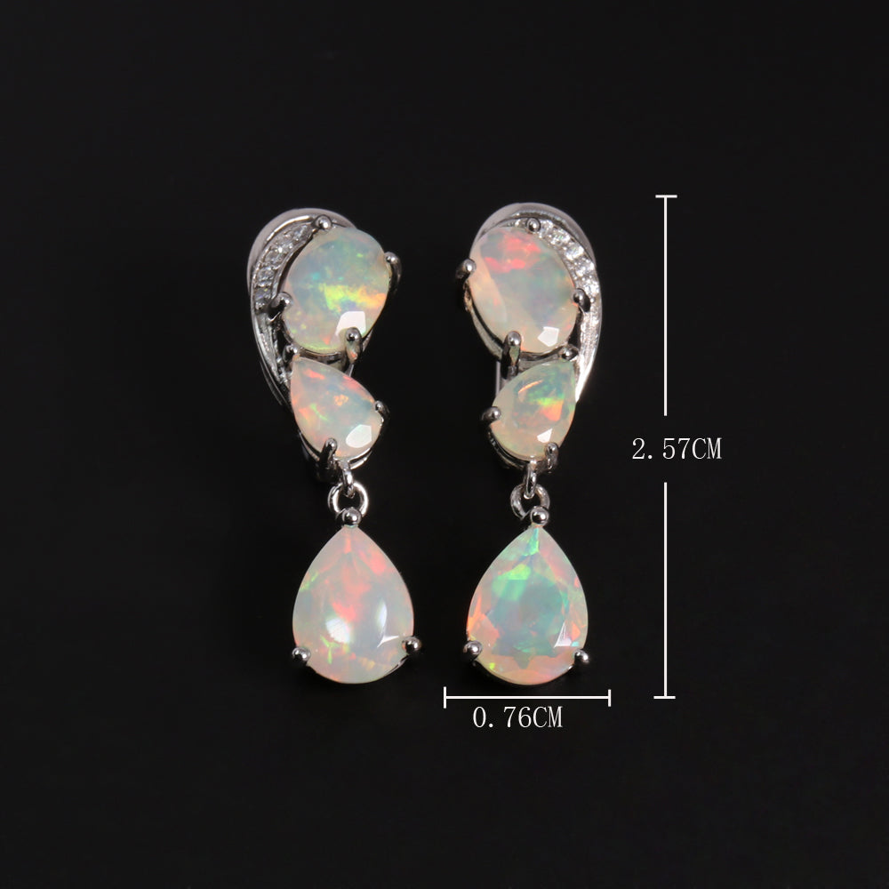 ‘Collins’ Pear Opal Cluster Drop Earrings – dimensions