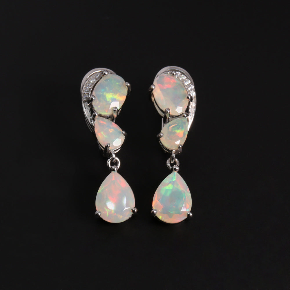 ‘Collins’ Pear Opal Cluster Drop Earrings