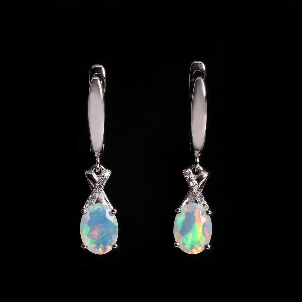 ‘Ainsley’ Pear Opal Crossover Drop Earrings