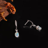 ‘Ainsley’ Pear Opal Crossover Drop Earrings – front and back