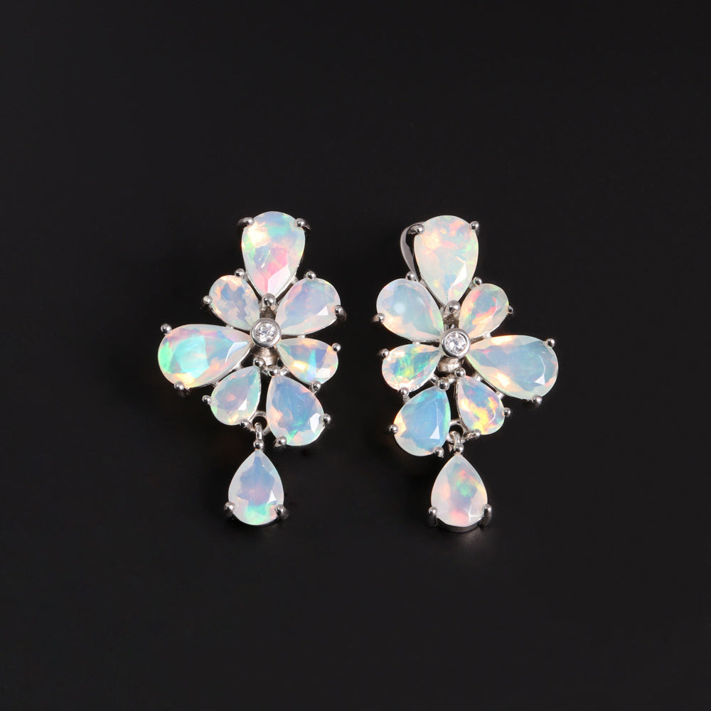 ‘Dulcie’ Pear Opal Flower Drop Earrings