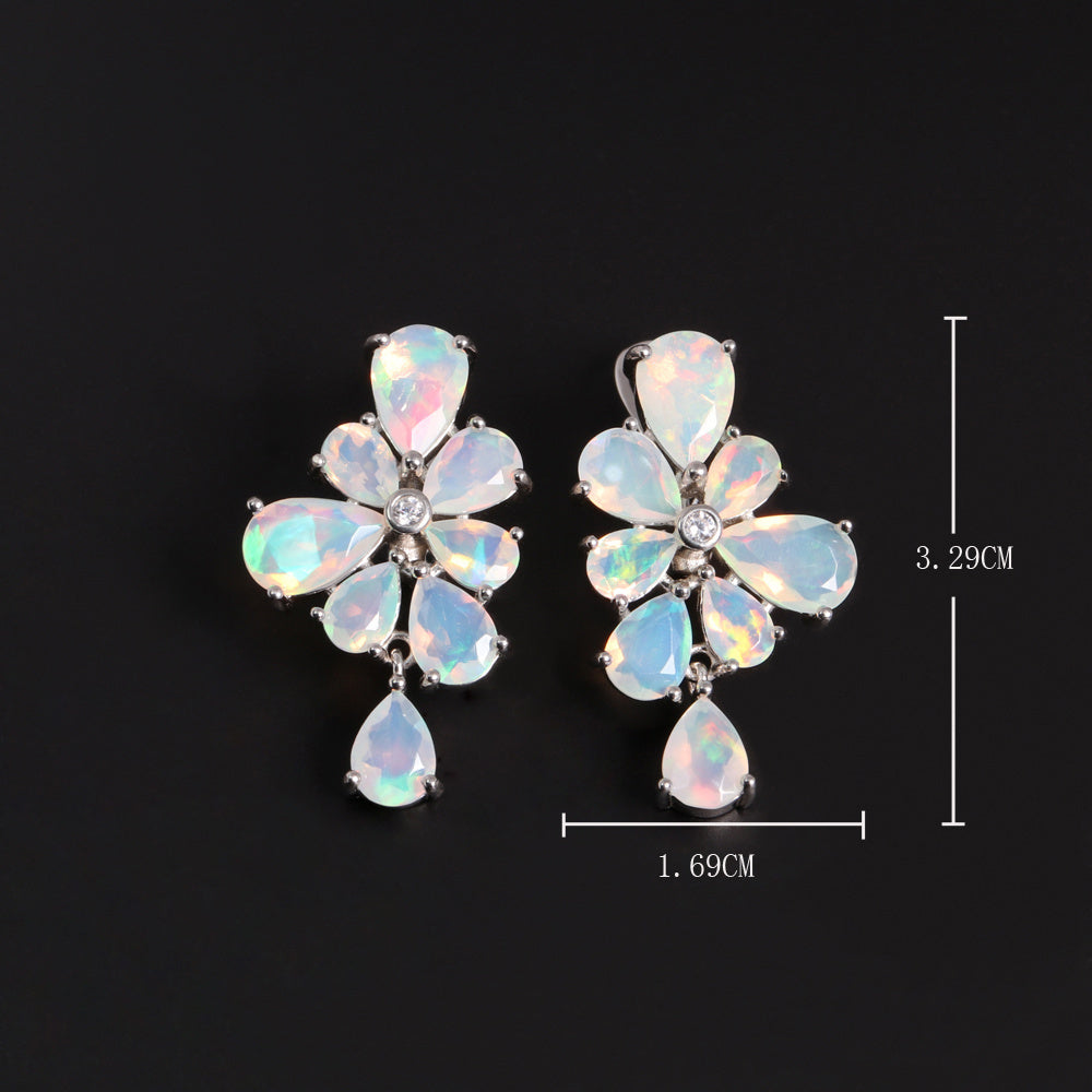 ‘Dulcie’ Pear Opal Flower Drop Earrings – dimensions