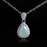 ‘Haven’ Pear Opal Halo Pendant