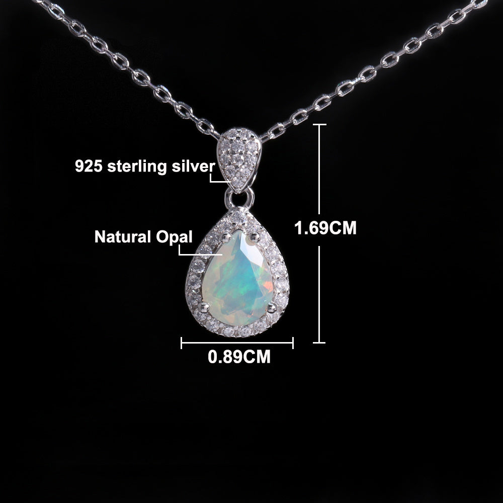 ‘Haven’ Pear Opal Halo Pendant – dimensions