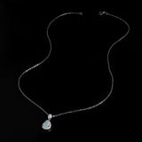 ‘Haven’ Pear Opal Halo Pendant – full chain length