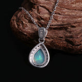 ‘Haven’ Pear Opal Halo Pendant – back view