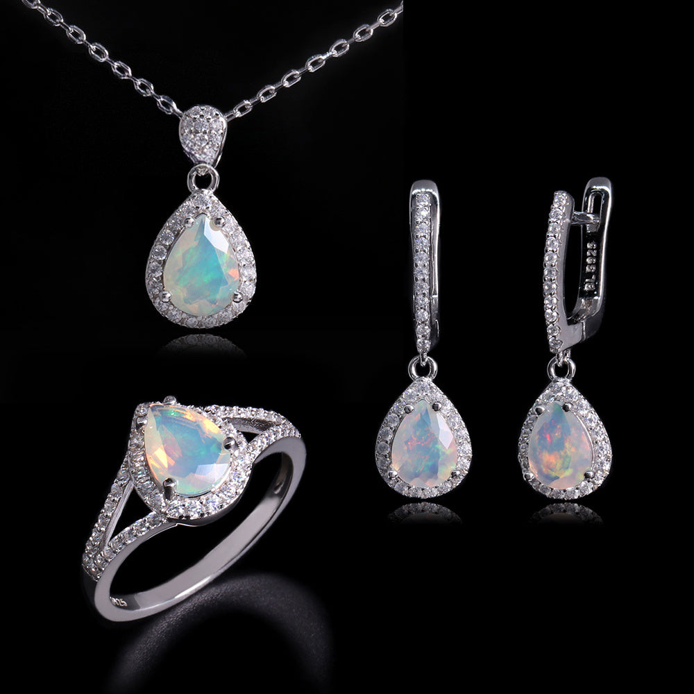 ‘Josie’ Pear Opal Halo Trio Set
