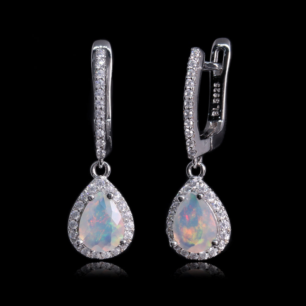 ‘Josie’ Pear Opal Halo Trio Set – earrings front