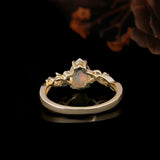 ‘Ivy’ Pear Opal Leaf Vine Ring – front standing