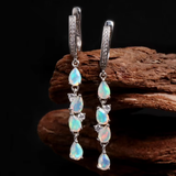 ‘Eliza’ Pear Opal Linear Drop Earrings