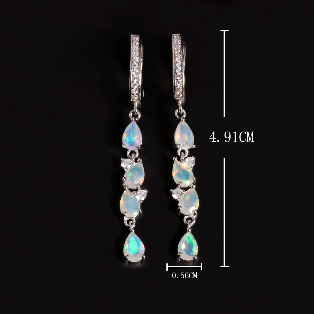 ‘Eliza’ Pear Opal Linear Drop Earrings – dimensions