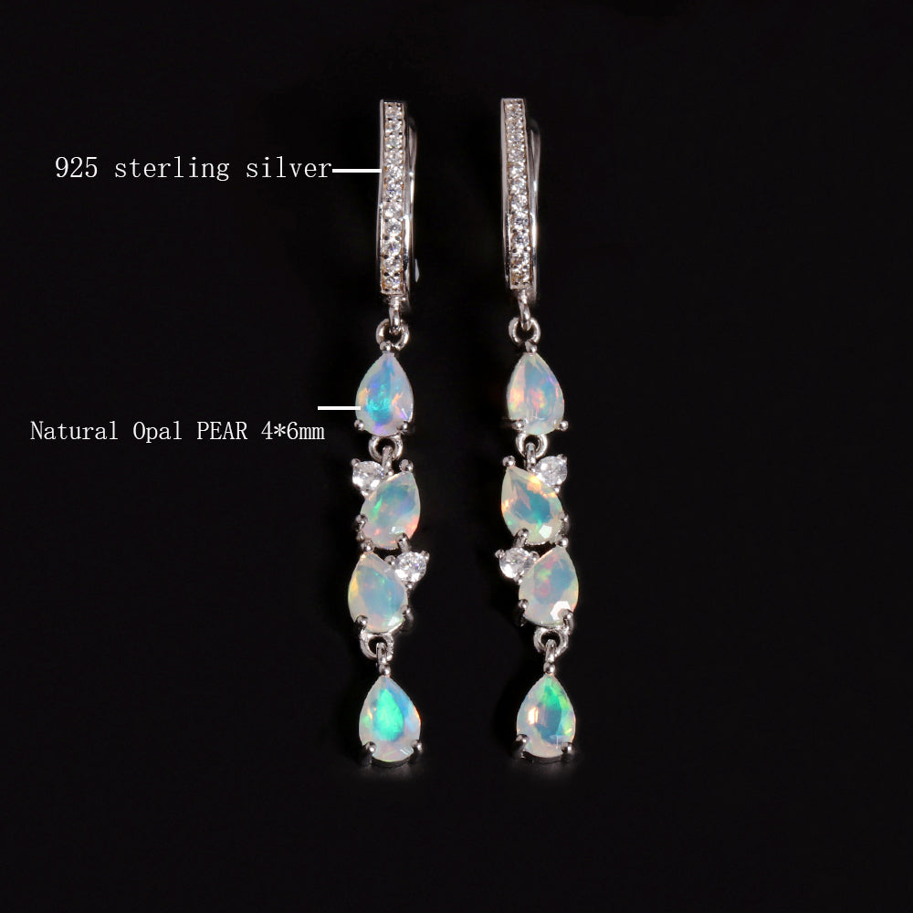 ‘Eliza’ Pear Opal Linear Drop Earrings – materials callouts
