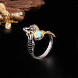 ‘Airlie’ Pear Opal Mermaid Ring – angled view