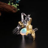 ‘Airlie’ Pear Opal Mermaid Ring – front close up