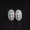 ‘Scarlet’ Pear Opal Oval Halo Earrings
