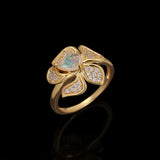 ‘Rosella’ Pear Opal Pave Flower Ring – side view