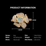 ‘Rosella’ Pear Opal Pave Flower Ring – specs dimensions
